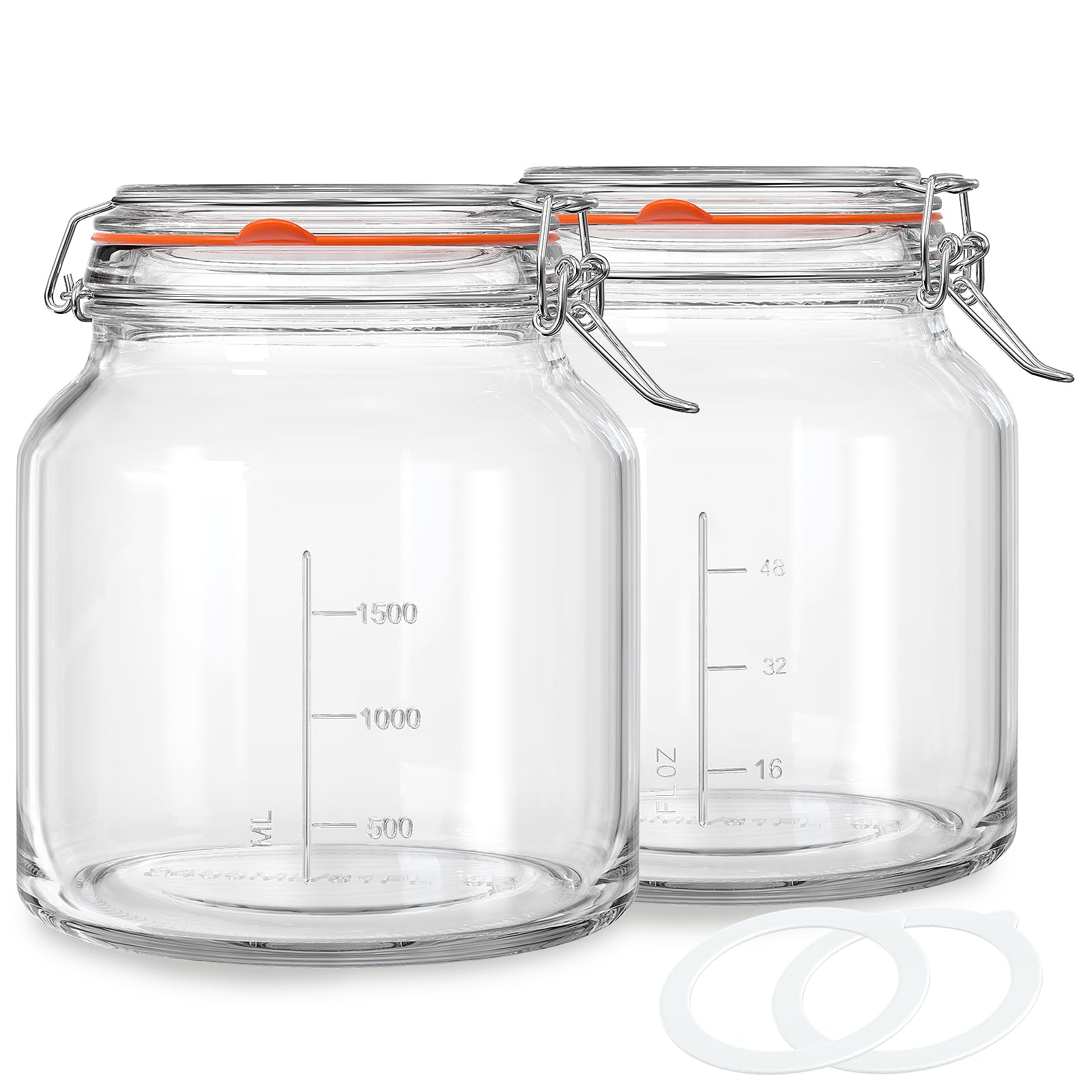 Amazon.com: Qianfenie 2 Pack 79oz Glass Jar with Lid(2350ML), 0.6